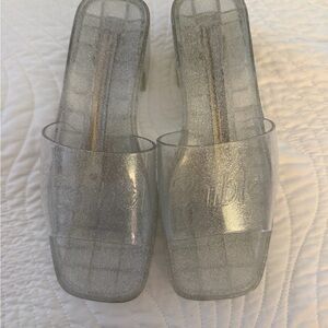 Clear and Silver Barbie Women's Jelly Sandals